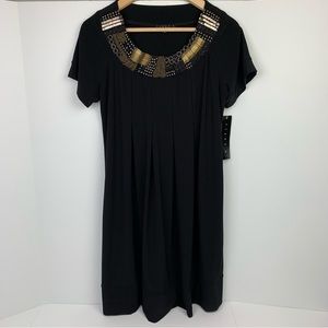 Tiana B. Black Beaded Neckline Dress Size PL